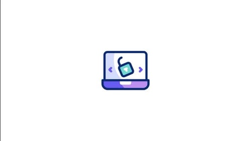 Flat Design Laptop Security Icon Animation
