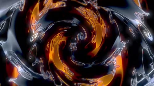 Dynamic Abstract Gold and Silver Liquid Metal Swirl Loop