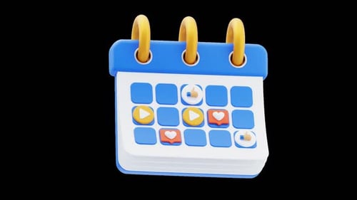 Animated 3D Calendar with Social Media Interactions Concept