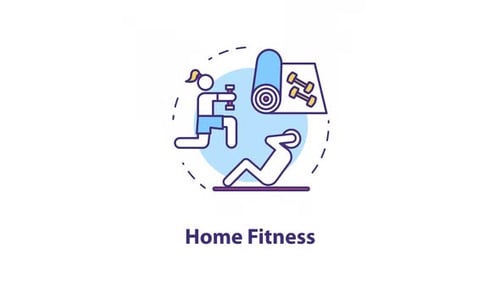 Animated Home Fitness Workout Icons Flat Design