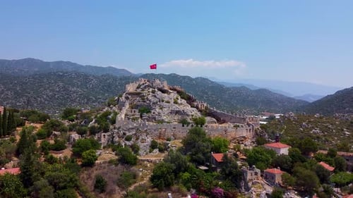 Luftaufnahme von Simena Castle in Kalekoy 4K