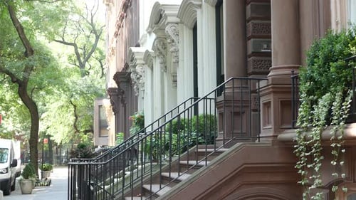 New York City Townhouse Building Brooklyn Heights Residential Brownstone House Architecture in USA