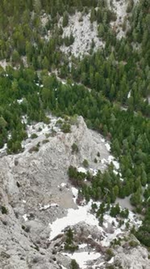 Vertical Video Above the Turkish Peaks Aerial Cinematics of Mountain Landscape with River and