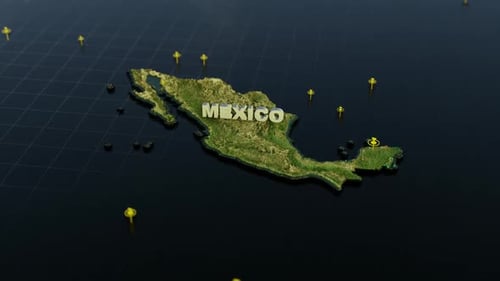 Mapa 3D do México com animação