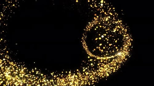 Golden Glitter Particles Swirl Effect Overlay