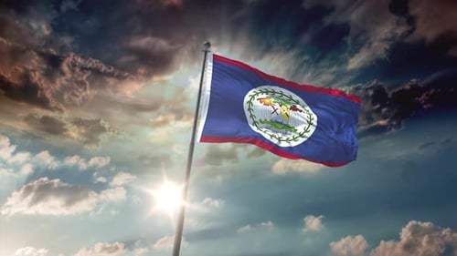 Belize Flag With Sky