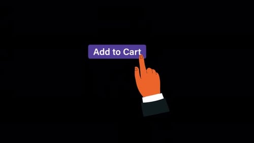 Vídeo de animación con el botón Añadir al carrito haciendo clic con la mano - Transparente