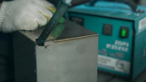Close up of processing welds process