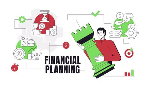 Financial planning 2D banner animation