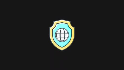 Animated Security Shield and Global Network Icon
