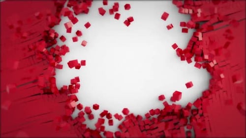 Red Geometric Wall Breaking Reveal Transition