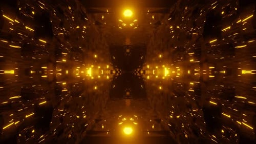 Futuristischer Tunnel mit Neonlichtern und endloser Tiefe