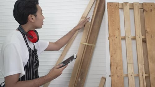 Carpenter work at workshop.