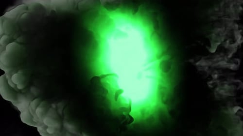 Mystical Green Light Horizontal Movement and Dense Smoke Turbulence Seamless Loop