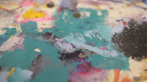 Art Class Workshop Close Up of Canvas Creating Masterpiece on Easel