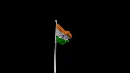 Realistic India Flag Waving Animation with Alpha Channel