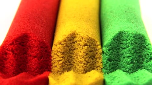 Satisfying Relaxing Kinetic Sand ASMR Kinetic Sand of Red Yellow and Green Color