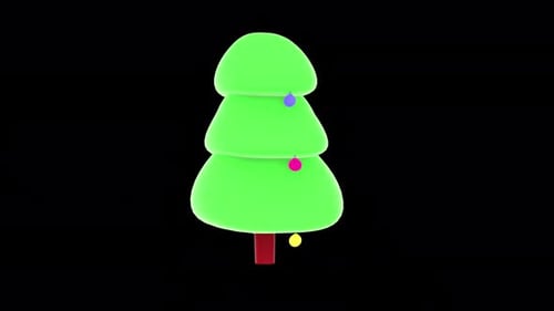 3D Christmas Tree Rotating Animation On Alpha Channel 4K