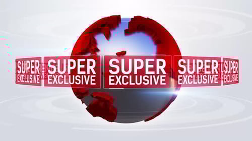 Modern 3D Globe with Rotating Super Exclusive News Text