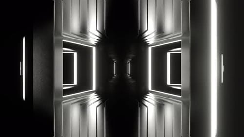 White Strobe Frame Mirrors Corridor Background Vj Loop In 4K