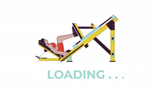 Working out on machine squat press line 2D loading animation