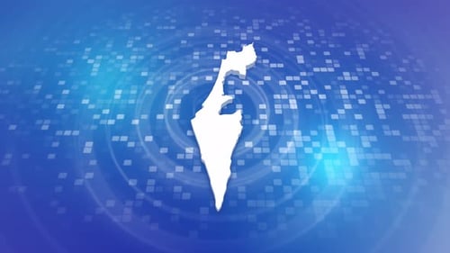 Israel Map Country Outline Reveal on Digital Grid Background