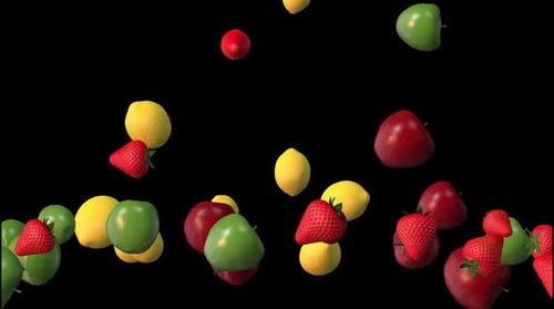 Realistic 3D Fruits Falling Loop Animation