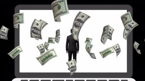 Businessman And Money Collage Art Animation On Alpha Channel 4K