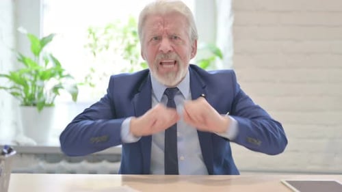 Displeased Senior Old Businessman Talking Angrily Feeling Frustrated