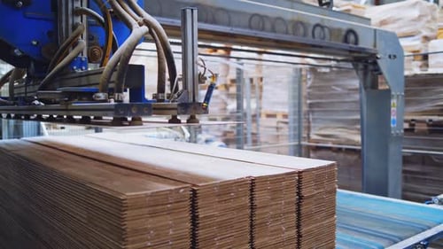 Robotic equipment in the wood factory.