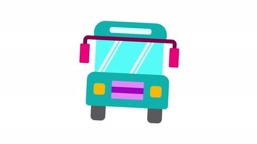 Animated Flat Design Bus Icon Loop
