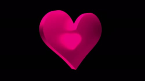 Rotating Pink Heart on Black Background
