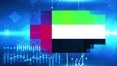 United Arab Emirates Flag On Economy Background And Graph