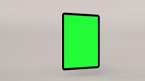Tablet computer mockup rotation with green screen. Tablet PC isolated on white background