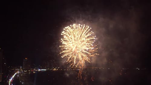 Top View Bright New Year's Fireworks 2023