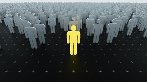 Unique Person Standing Out From the Crowd Animation