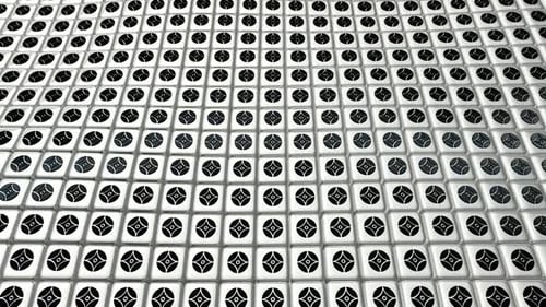 Animated Cubes Grid with Rotating Abstract Geometric Patterns