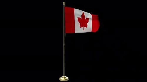 Alpha Canada Flag 4K Loop with Pole