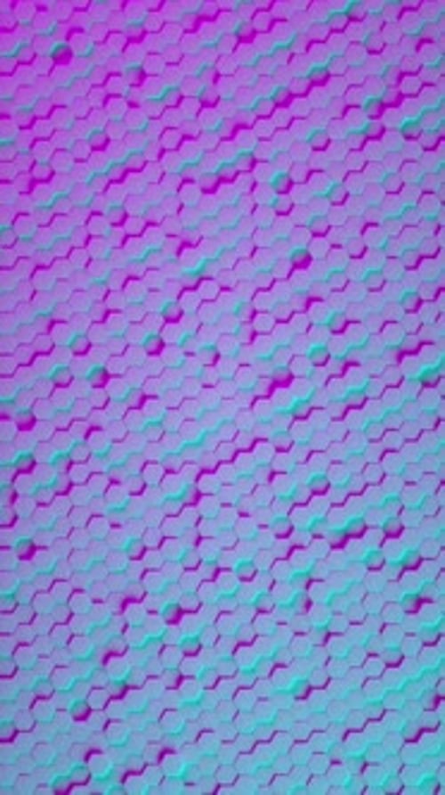 Hexagon Geometric Pattern As Abstract Background with Neon Light 3d Animation Loop Vertical
