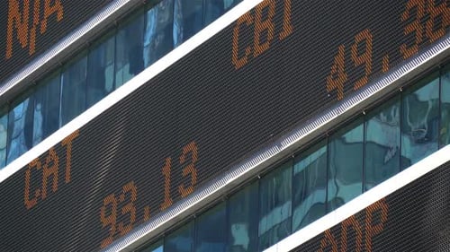 New York Stock Market Ticker at Night