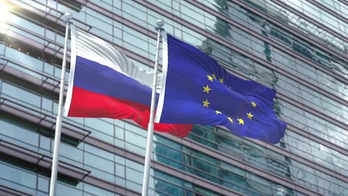 Bandeira da Rússia Vs Bandeira da União Europeia