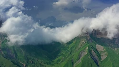 Scenic Mountain Landscape with Clouds Aerial View