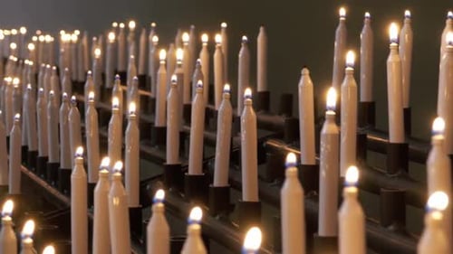 Many Burning Candles in Christian Church