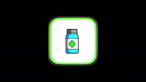 Animated Medical Bottle Icon in Sketch Style