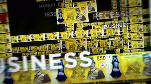 Brunei Dollar money banknotes seamless loop flight