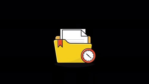 Animierter Ordner mit Uhr. Projektmanagement-Konzeptvideo - Transparent