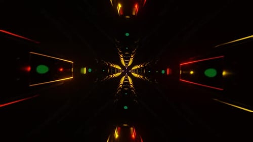 Futuristic Neon Geometric Tunnel Light Loop Background