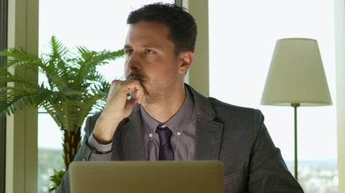 Businessman Working on Computer Desk Office Work Space
