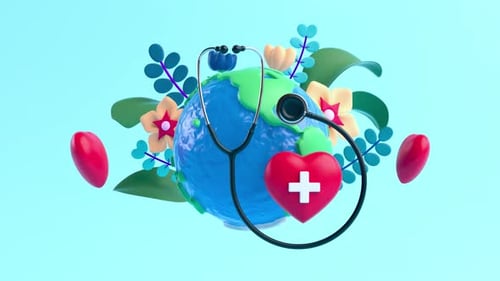 Modern 3D Earth Global Health Medical Care Animation