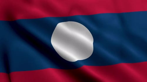 Laos Flag Waving Animation Loop with Realistic Fabric Texture